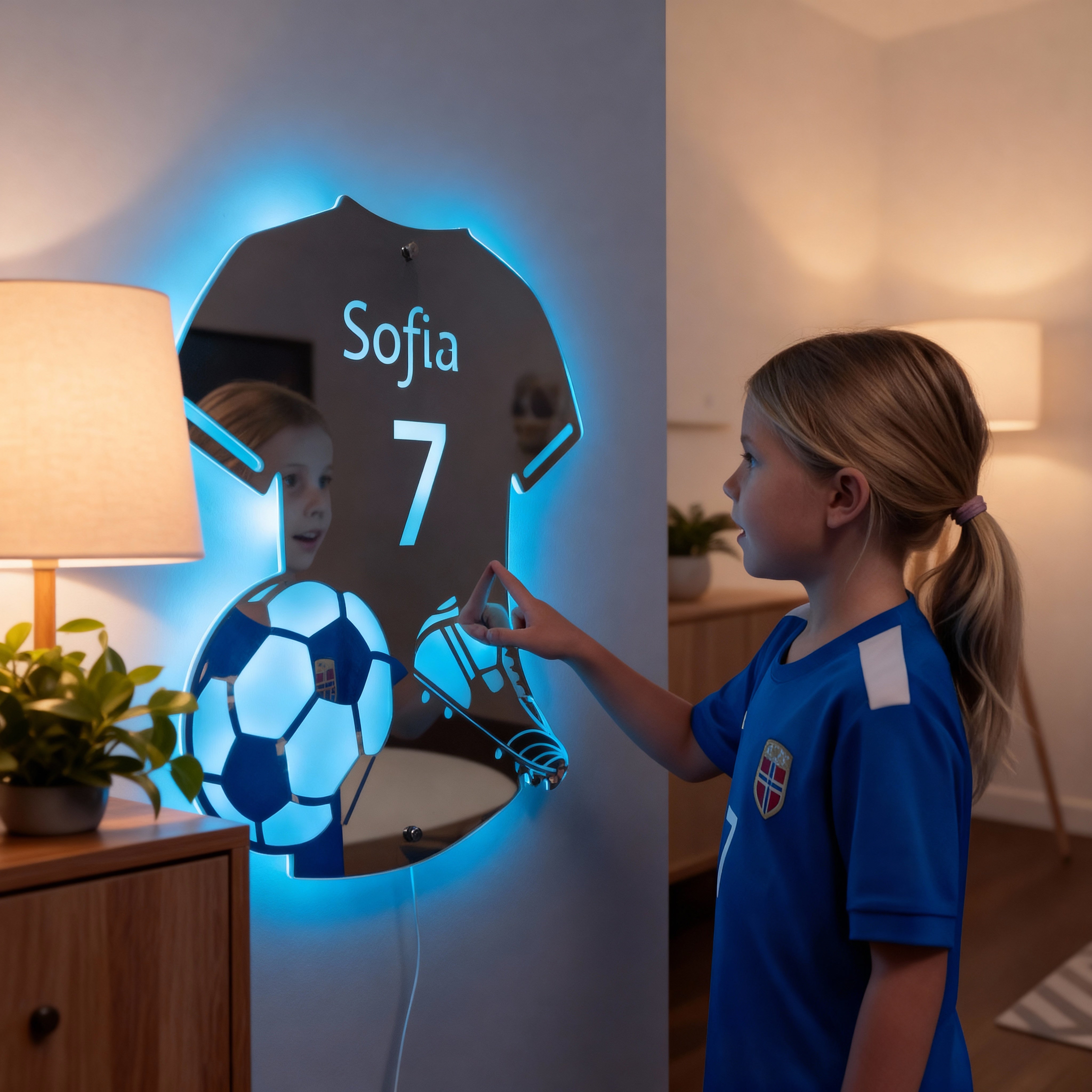 GlowName - Tragbares, personalisiertes LED-Spiegelpanel